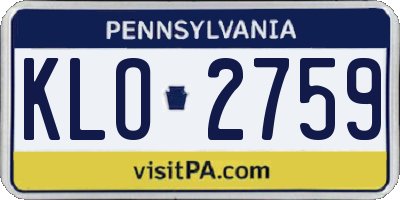 PA license plate KLO2759