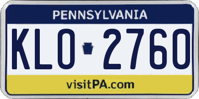 PA license plate KLO2760