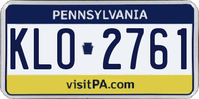 PA license plate KLO2761