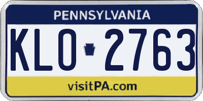 PA license plate KLO2763