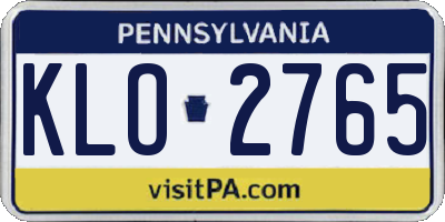 PA license plate KLO2765