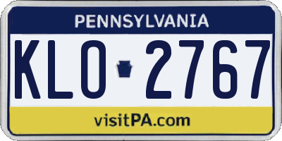 PA license plate KLO2767