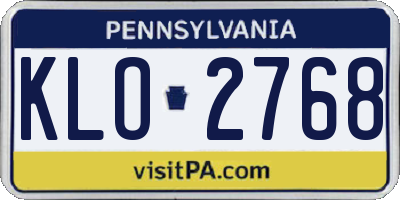 PA license plate KLO2768