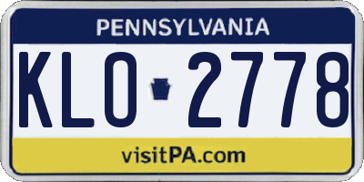 PA license plate KLO2778