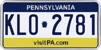 PA license plate KLO2781