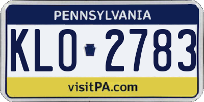 PA license plate KLO2783