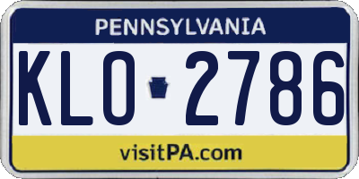 PA license plate KLO2786