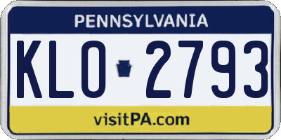 PA license plate KLO2793