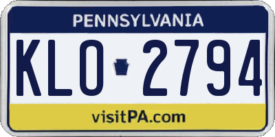 PA license plate KLO2794