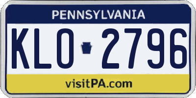 PA license plate KLO2796
