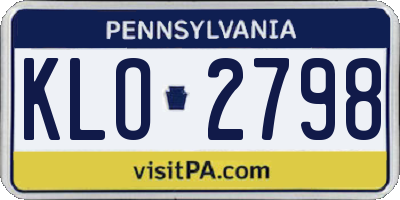 PA license plate KLO2798
