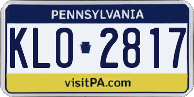 PA license plate KLO2817