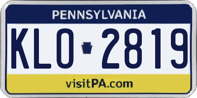 PA license plate KLO2819