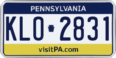 PA license plate KLO2831