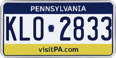 PA license plate KLO2833