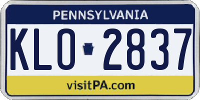 PA license plate KLO2837