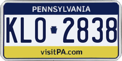 PA license plate KLO2838