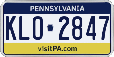 PA license plate KLO2847