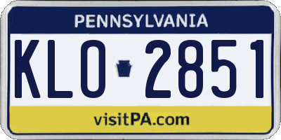 PA license plate KLO2851