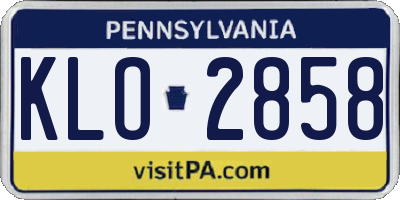 PA license plate KLO2858