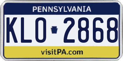 PA license plate KLO2868