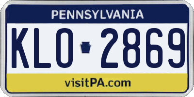 PA license plate KLO2869