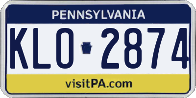 PA license plate KLO2874