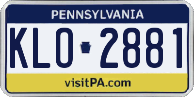 PA license plate KLO2881
