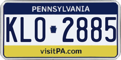 PA license plate KLO2885