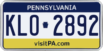 PA license plate KLO2892