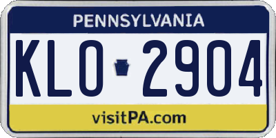 PA license plate KLO2904