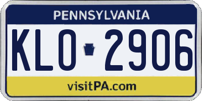 PA license plate KLO2906
