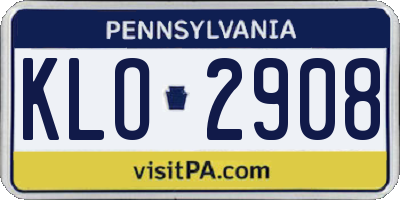 PA license plate KLO2908