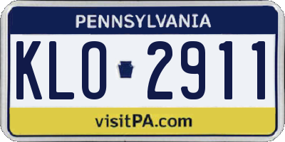 PA license plate KLO2911