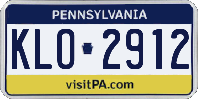 PA license plate KLO2912