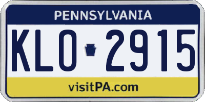 PA license plate KLO2915