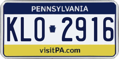 PA license plate KLO2916