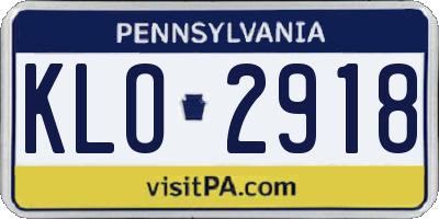 PA license plate KLO2918