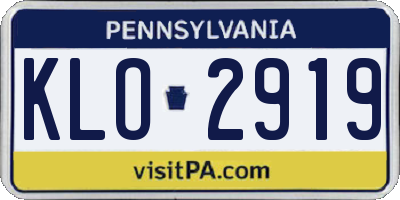 PA license plate KLO2919