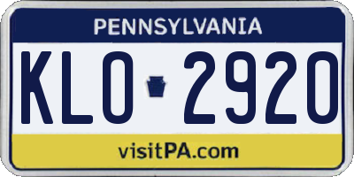 PA license plate KLO2920