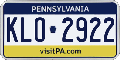 PA license plate KLO2922