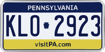PA license plate KLO2923