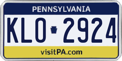 PA license plate KLO2924