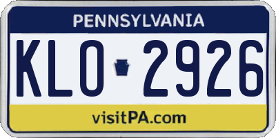 PA license plate KLO2926