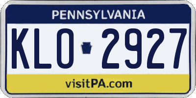 PA license plate KLO2927