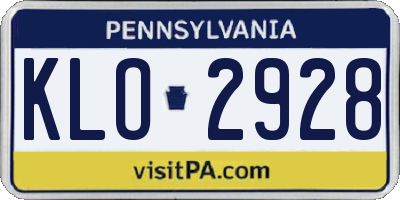PA license plate KLO2928