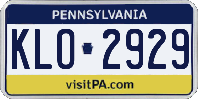 PA license plate KLO2929