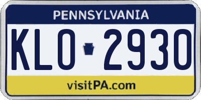 PA license plate KLO2930