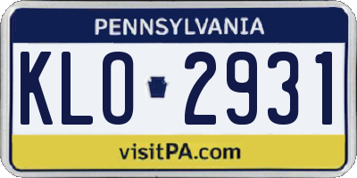 PA license plate KLO2931