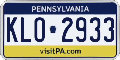 PA license plate KLO2933